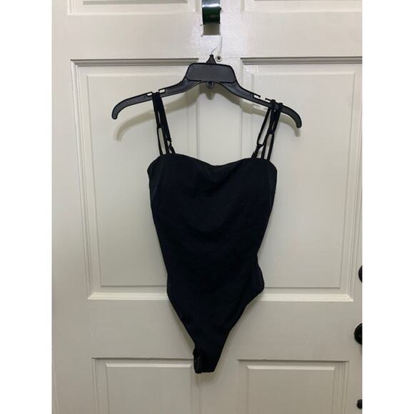 SEA LEVEL SWIM 292767 Dark Romance High Leg Bandeau One-Piece Swimsuit Black 6 - Picture 3 of 8